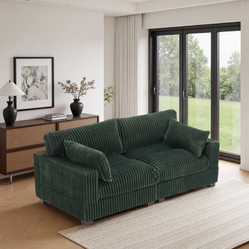 80"W Plush Modular Sectional Sofa with Pillows for Living Room