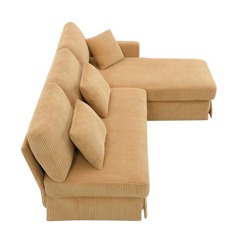 Interchangeable Chaise L-Shaped Sofa with Skirted Design for Living or Guest Rooms