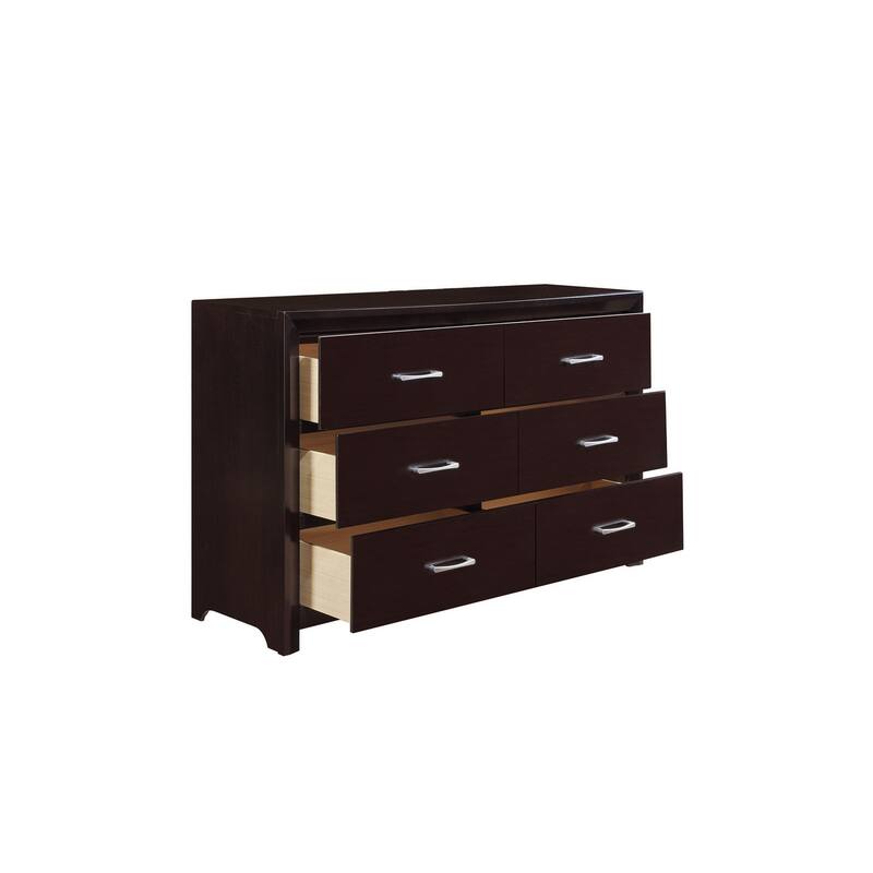 Elysee 3 Piece Espresso Modern Faux Leather Upholstered Panel Bedroom Set