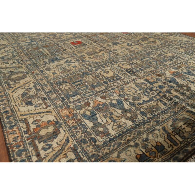 Distressed Bakhtiari Persian Vintage Rug Hand-Knotted Wool Carpet - 5'4"x 10'1"