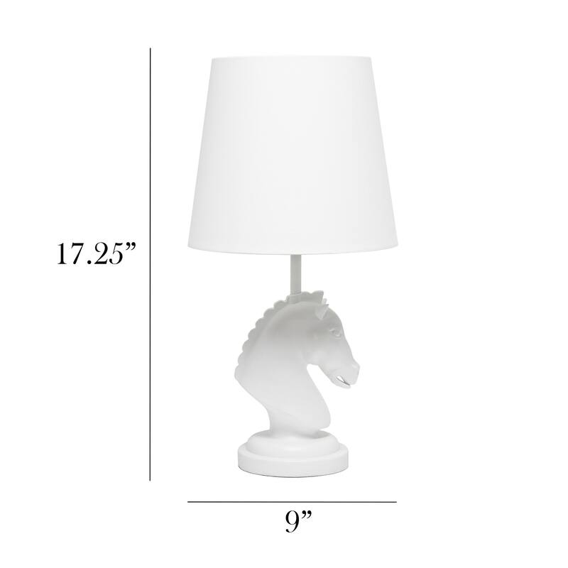 Chess Horse Table Desk Lamp with Tapered Shade - 17.25" - White