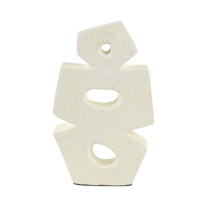 Pottery Modern Glam Abstract Sculpture Textured Geometric Design - 9" x 3" x 15"