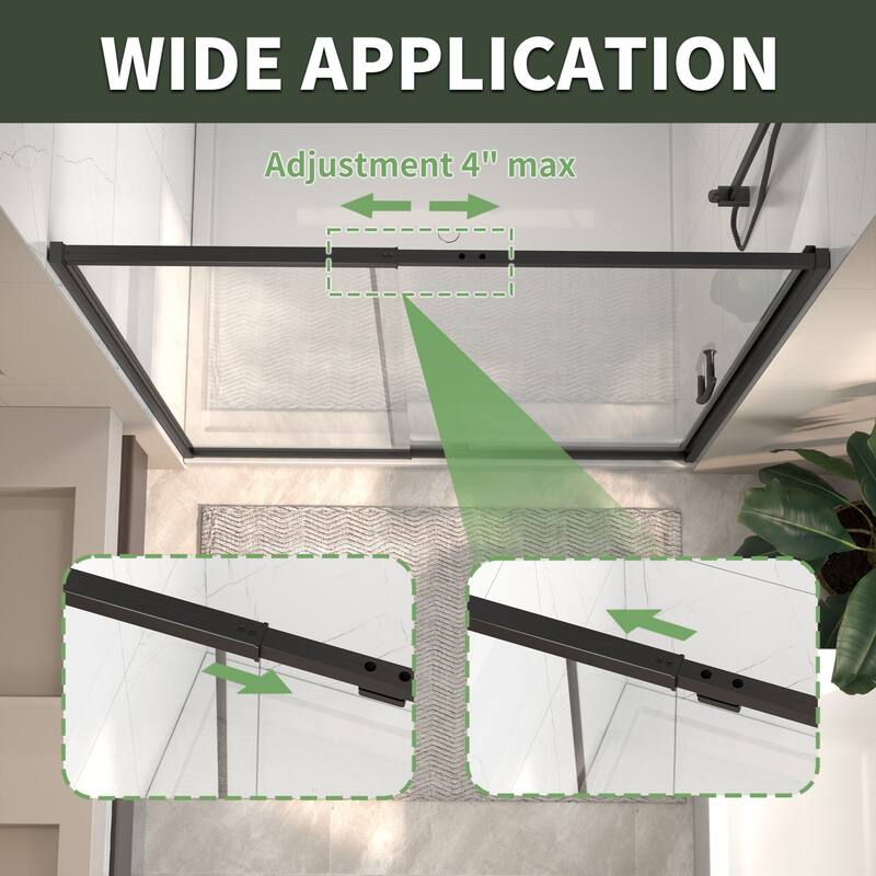 54"x71" Frameless Pivot Swing Shower Door Enclosure with Tempered Glass Panel