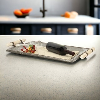 Pin Type Tray Gray Metal Galvanized Tray With Rolling Pin Handles - Bed Bath & Beyond ...