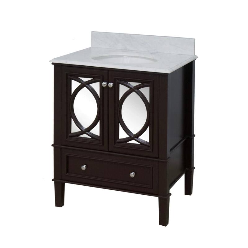 KitchenBathCollection Olivia 30" Bathroom Vanity with Carrara Marble Top