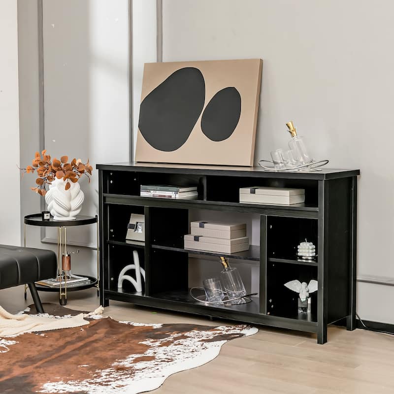 58 Inch TV Stand Entertainment Console Center with Adjustable Open Shelves - 58" x 16" x 33"