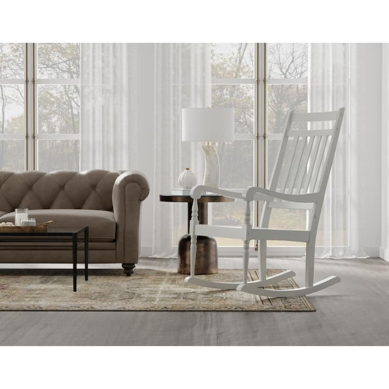 Wooden Outdoor Patio Slat Rocker Chair - 45" - White