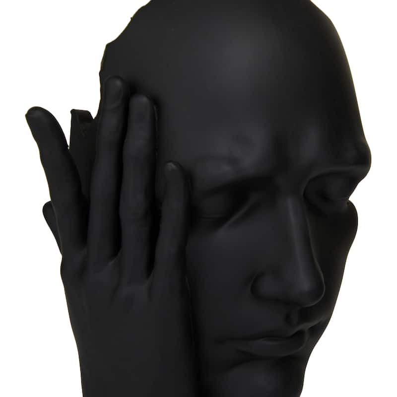 Polystone Face Sculpture - Set of 3 Black - Roche River Decor - 7"W x 7"L x 12"H