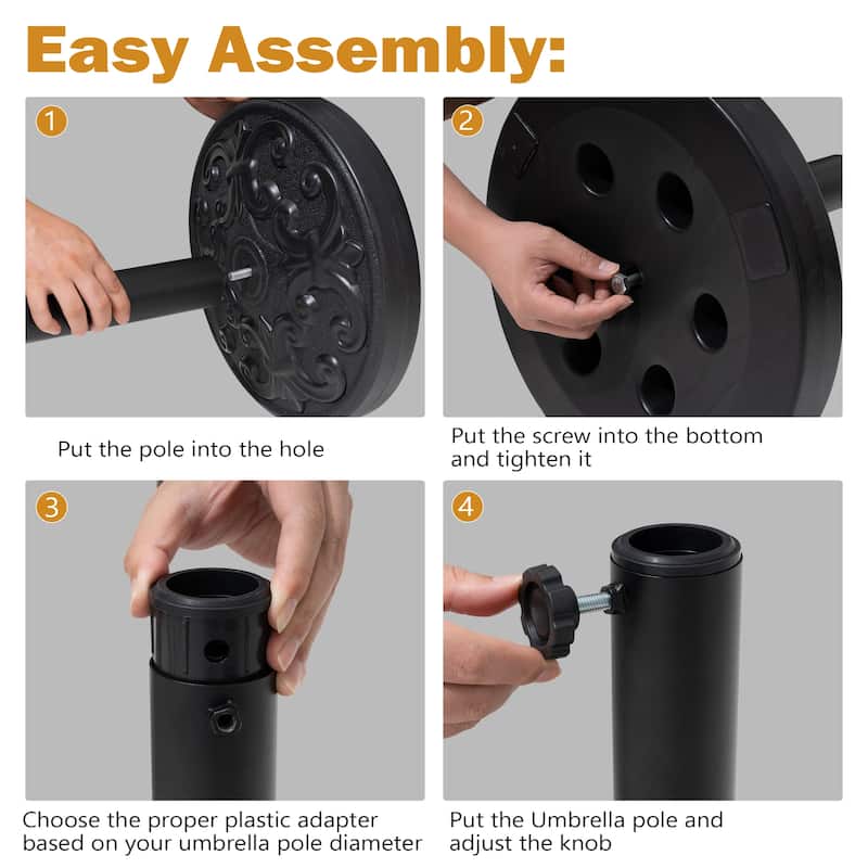 VredHom 30/45LBS Round Heavy Duty Patio Market Umbrella Base