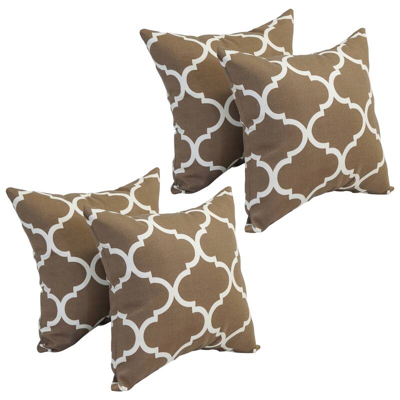 Blazing Needles 17-inch Square Polyester Outdoor Throw Pillows (Set of 4) - Landview Mocha