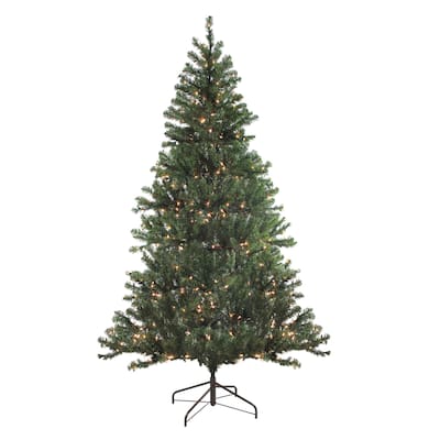 Pre-Lit Medium Balsam Pine Artificial Christmas Tree - 7' - Clear Lights - 7 Foot