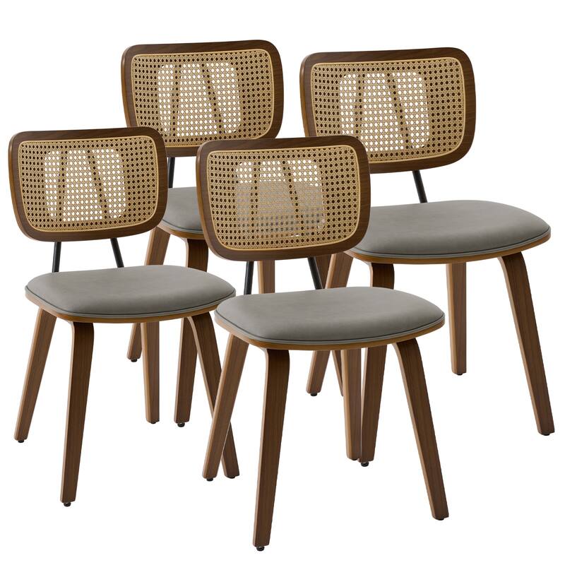 Faux Leather Upholstered Dining Chairs Set of 2/4 with Wood Legs - 32.3"H x 18.5"W x 21.8"D