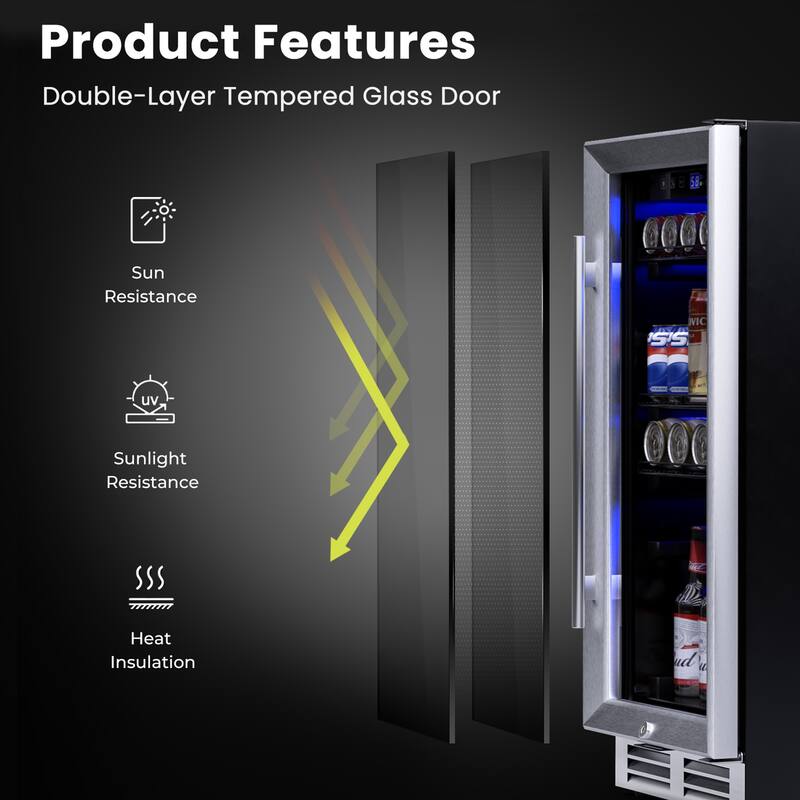 Gymax 15 Inch Beverage Cooler Refrigerator 100 Can Built-in