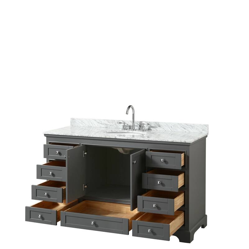 Deborah 60-inch Dark Gray Single Vanity, Oval Sink, No Mirror