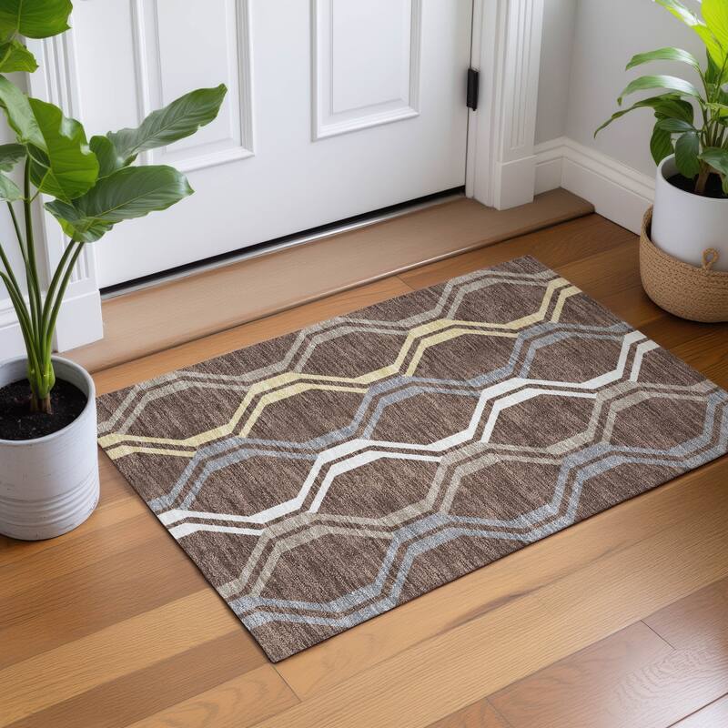 Machine Washable Indoor/ Outdoor Contemporary Dimensions Chantille Rug