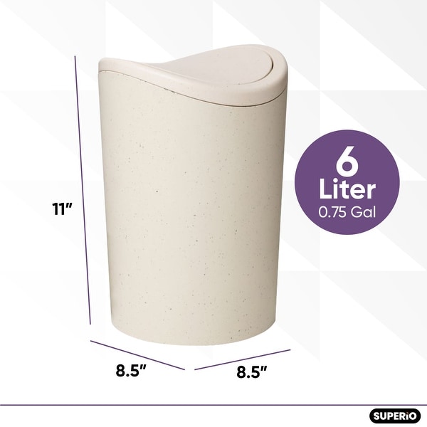 Superio Small Trash Can With Lid 6 Liter Grey, Plastic Mini Waste Bin 1.5 Gallon - View #4
