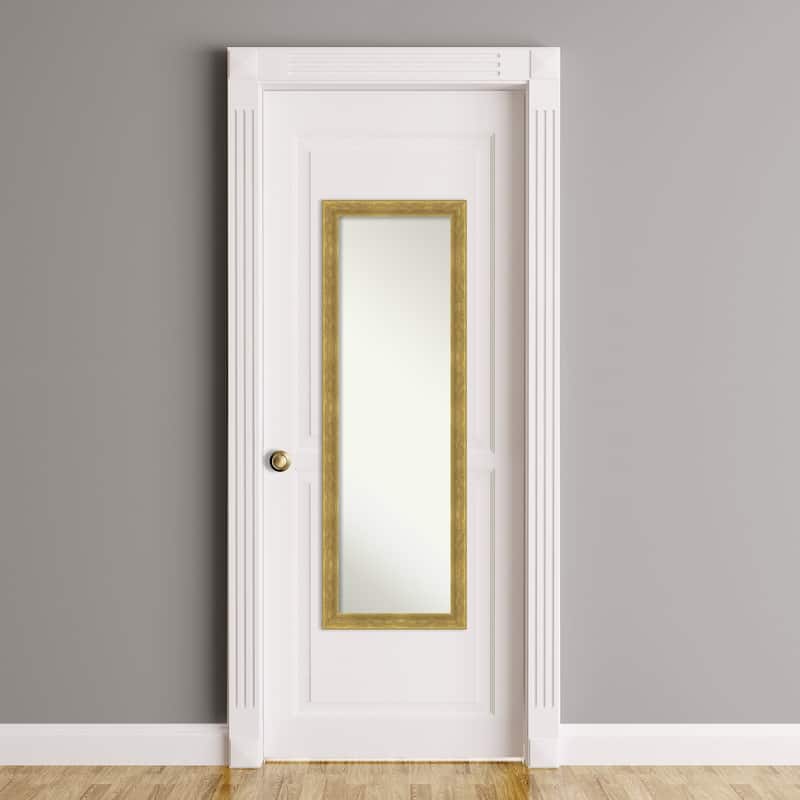 Angled Non-Beveled Wood Framed Full-Length On the Door Mirror - Glass Size 14x48
