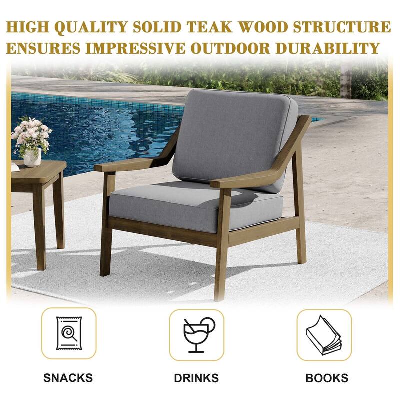 Outdoor Patio Club Chair Arm Lounge Cushion Chair (Set of 2)