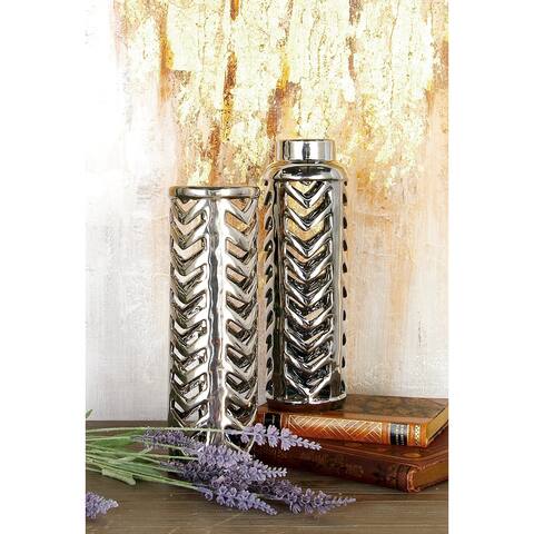Silver Stoneware Glam Vase (Set of 2)