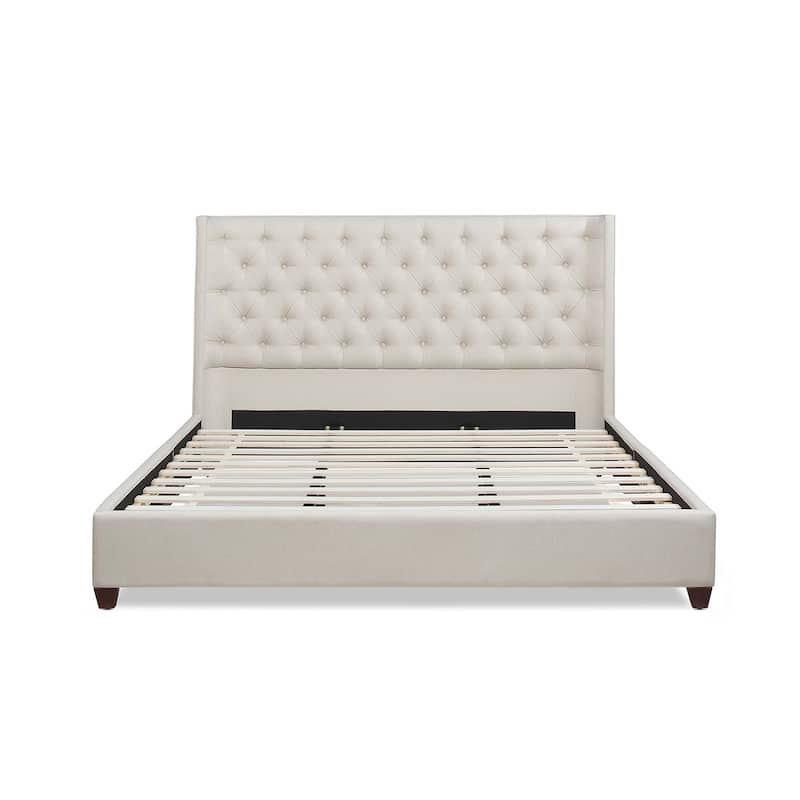 Manhattan Tufted Wingback Headboard King Platform Bed