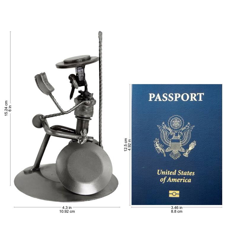 Handmade Auto Part 'Quixote Reads Cervantes' Sculpture (Mexico)