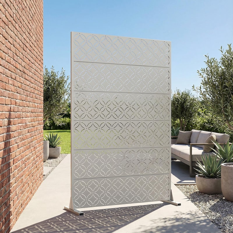 Palace Metal Privacy Screen Panel Free Standing - Grey - 72*47
