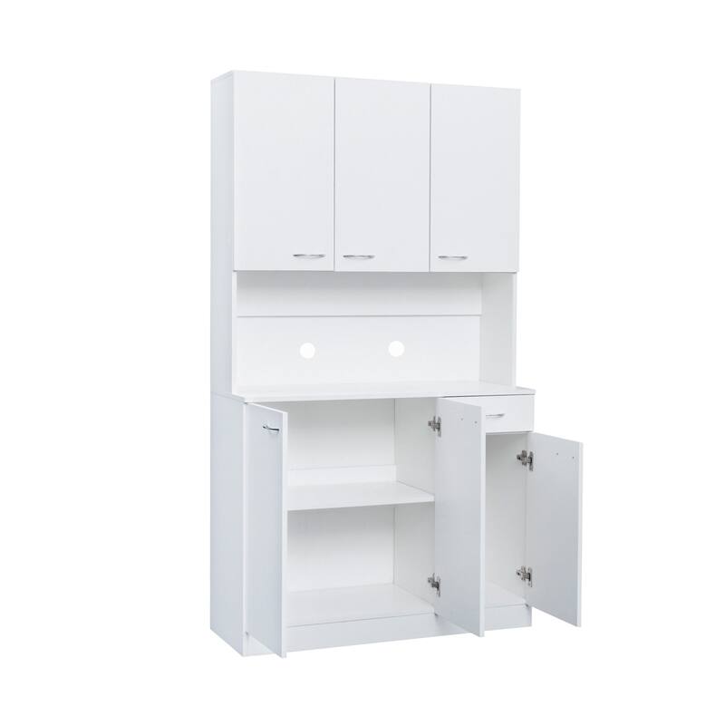 Roomfitters 70.87" Tall Kitchen Pantry Cabinet, Freestanding Buffet with 6 Doors, Drawer & Open Shelf