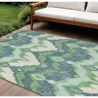 HomeRoots Ikat Transitional Rectangle Outdoor Rug