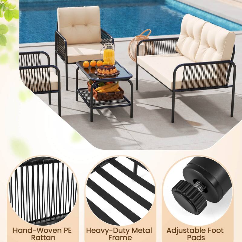 Costway 8 PCS Patio Furniture Set with Loveseat Tempered Glass Coffee - See Details