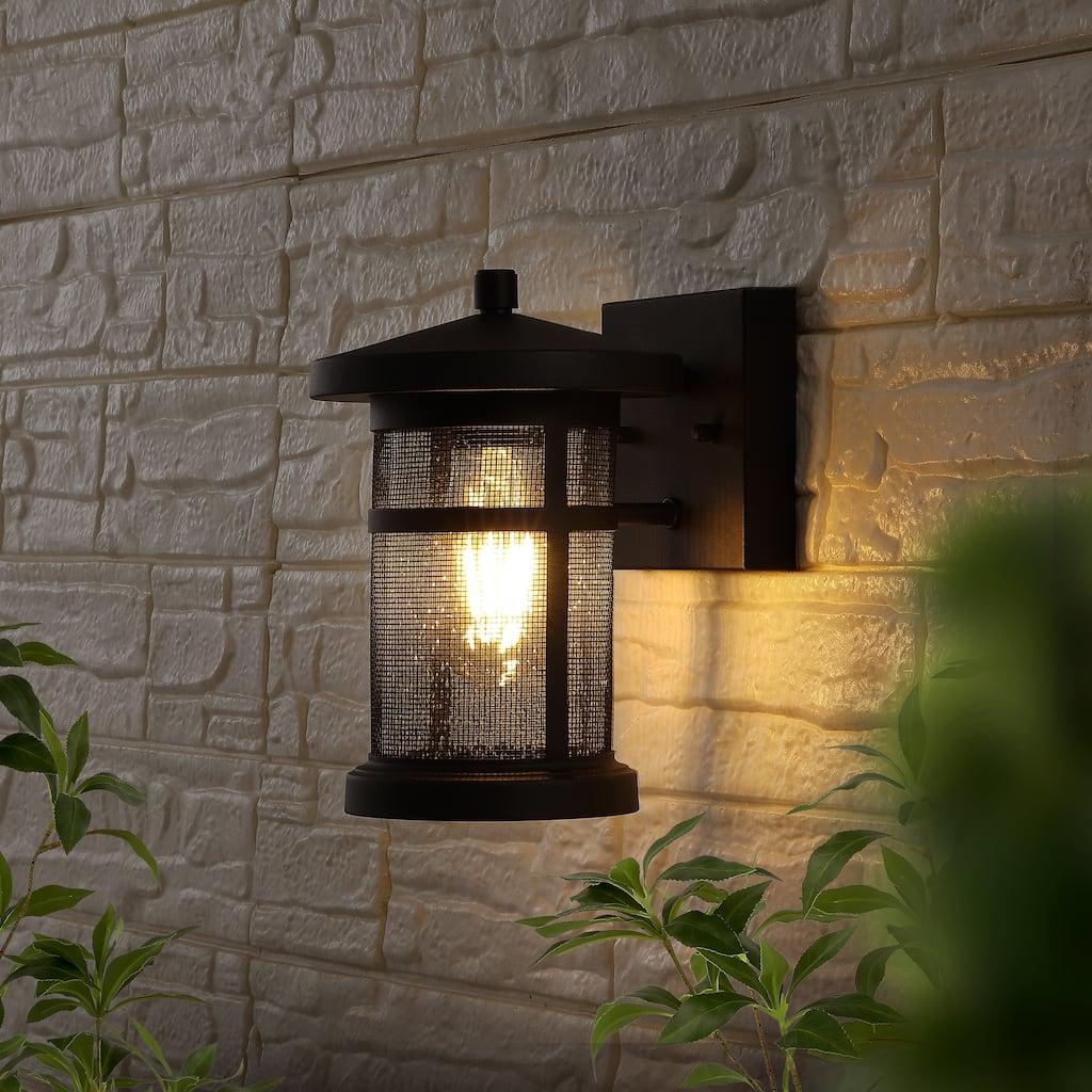 SAFAVIEH Lighting Liubovia 8" Outdoor Sconce (Set of 2) - 6" W x 8" D x 9" H - 6Wx8Dx9H