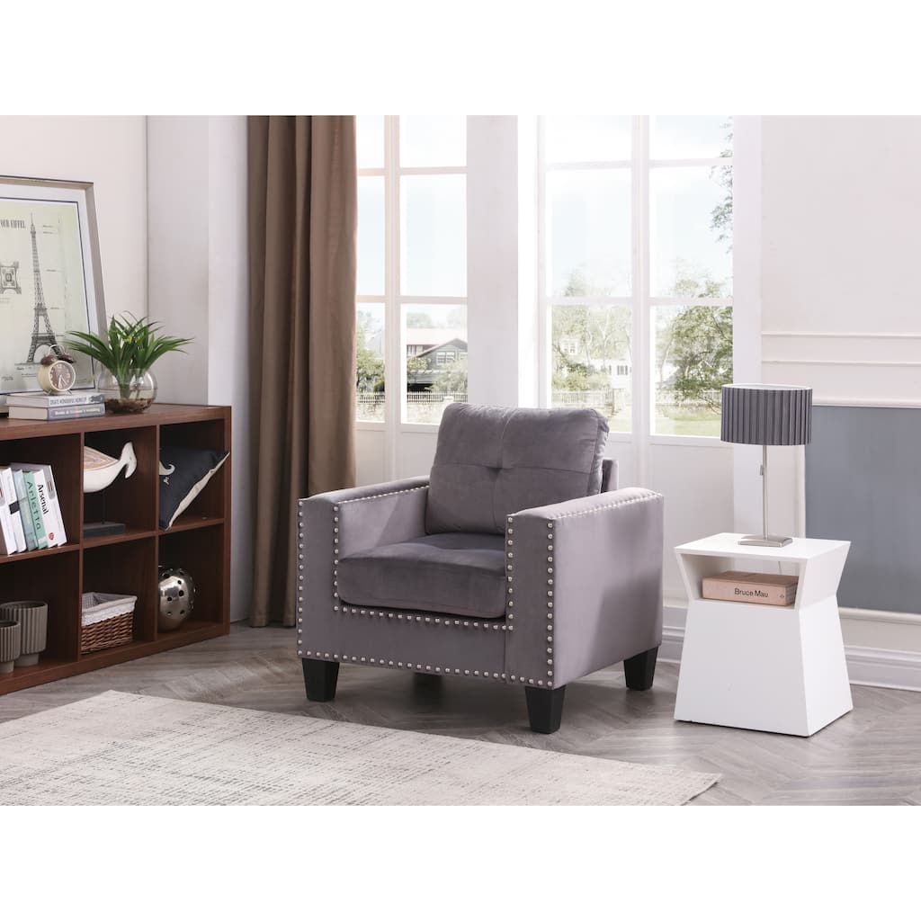 Nailer Velvet Living Room Chair