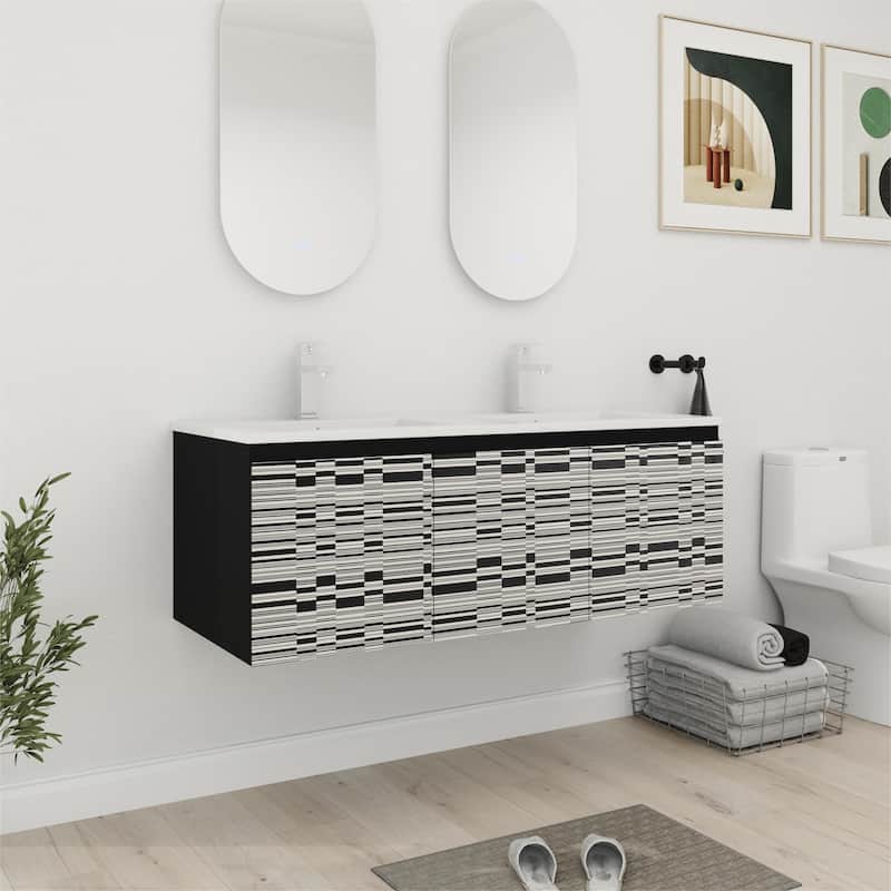 Bathroom Vanity With Sink In 24/30 Inch, Floating Bathroom Vanity with Soft Close Door