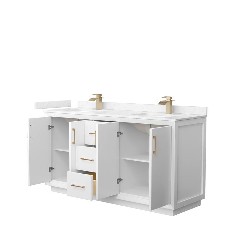 Strada 66-Inch Double Vanity Set, Cultured Marble Top