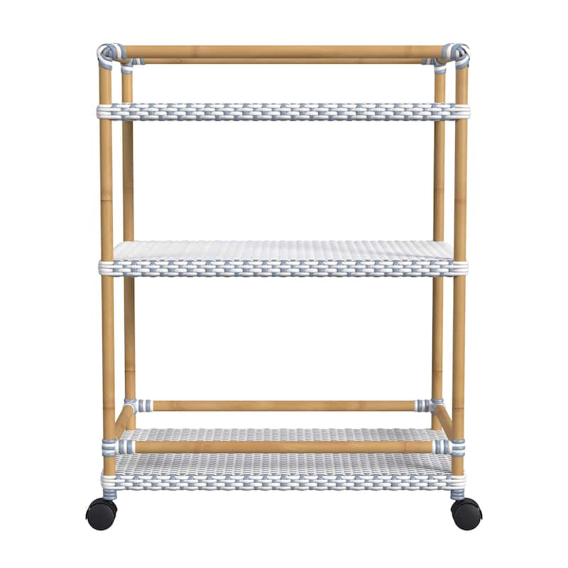 Tobias Outdoor Rattan and Metal 3- Tier Rattan Bar Cart