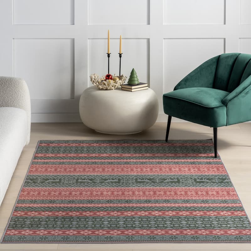 Nuloom Ellasandra SplashGuard Graphic Machine Washable Area Rug