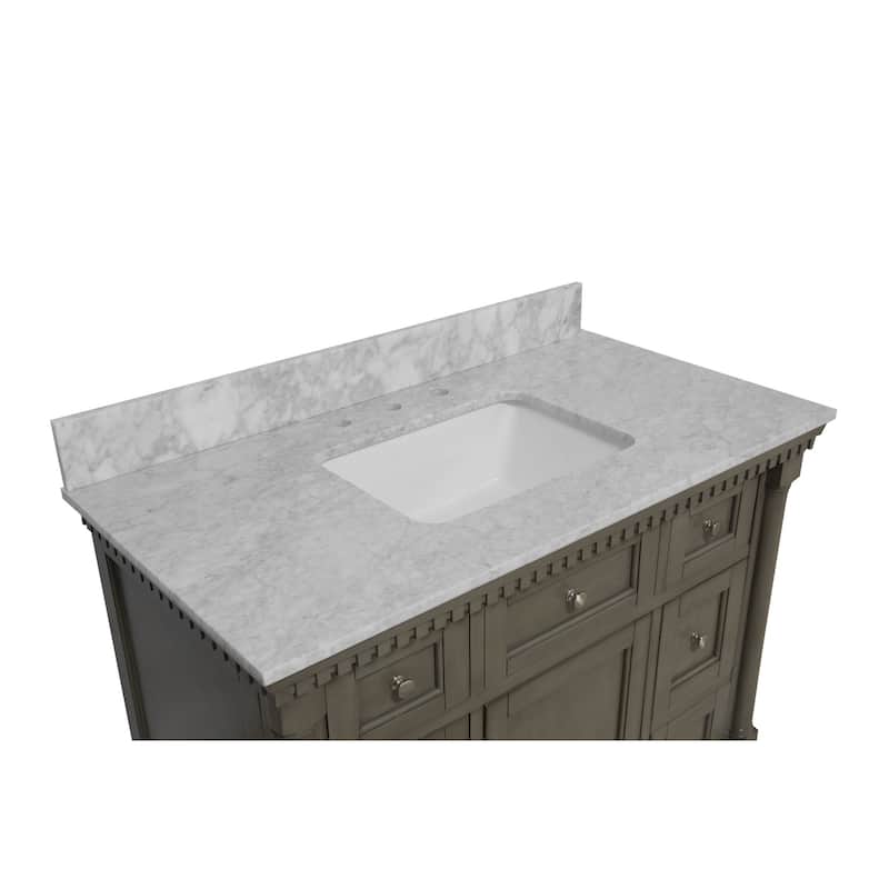 KitchenBathCollection Sydney 42" Bathroom Vanity with Carrara Marble Top