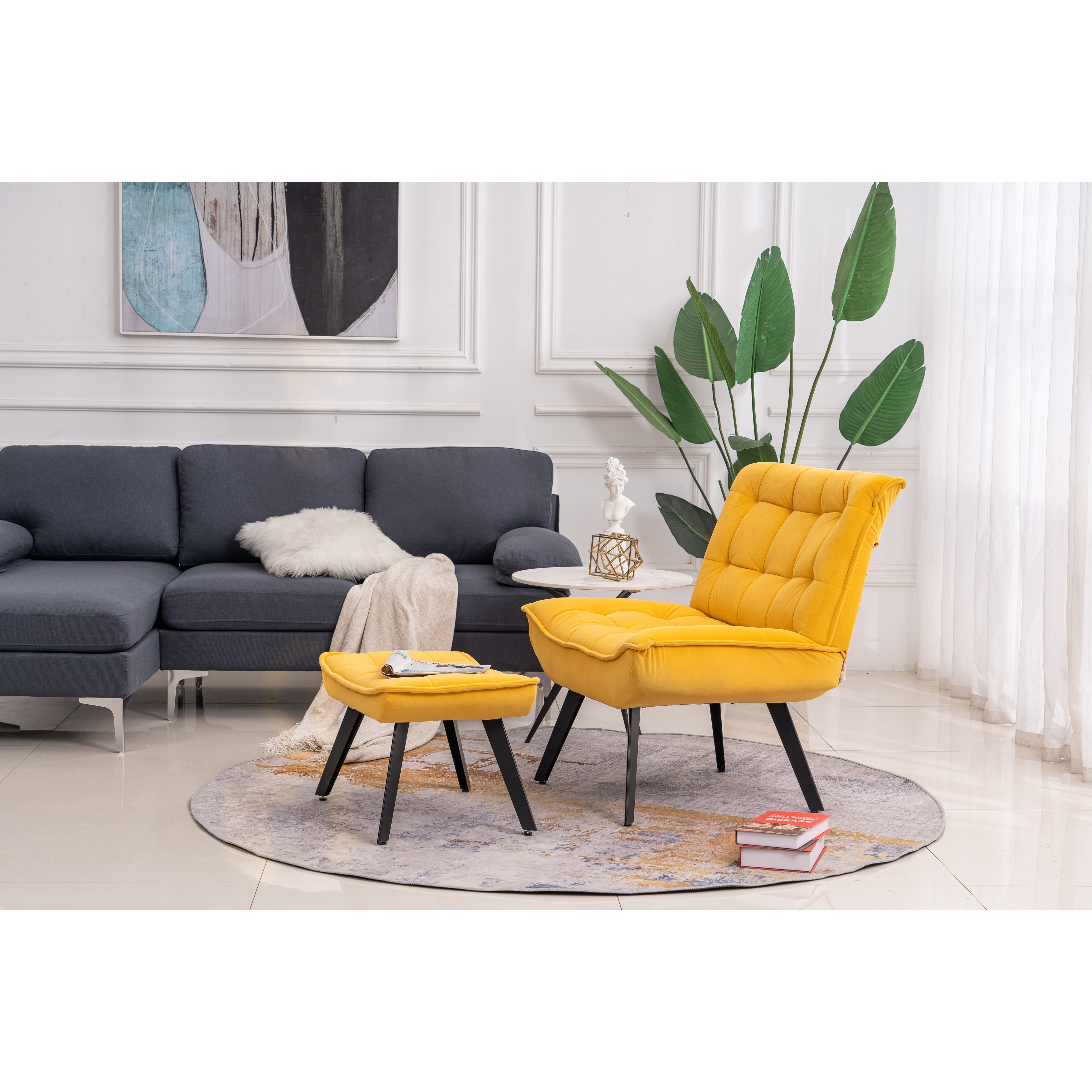 Accent Chair Big Squishy Armchair Modern Soft Velvet Material