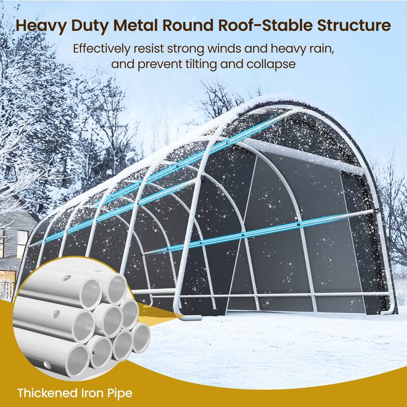 Domed Carport with 4 Cloth Bags - 12' x 25'