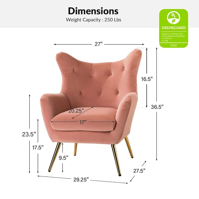 Eusebio Modern Velvet Accent Chair with Tufted Wingback for Living Room Set of 2 by HULALA HOME