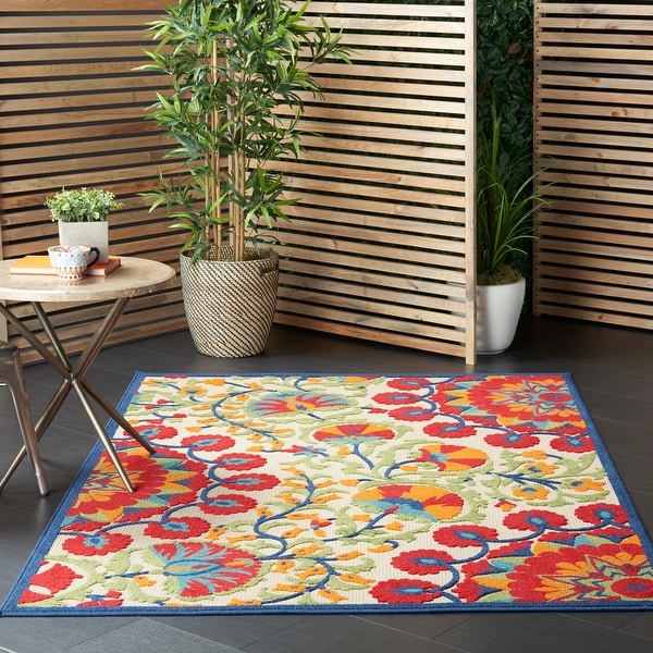 Nourison Aloha Indoor/Outdoor Floral Botanical Rug. Opens flyout.