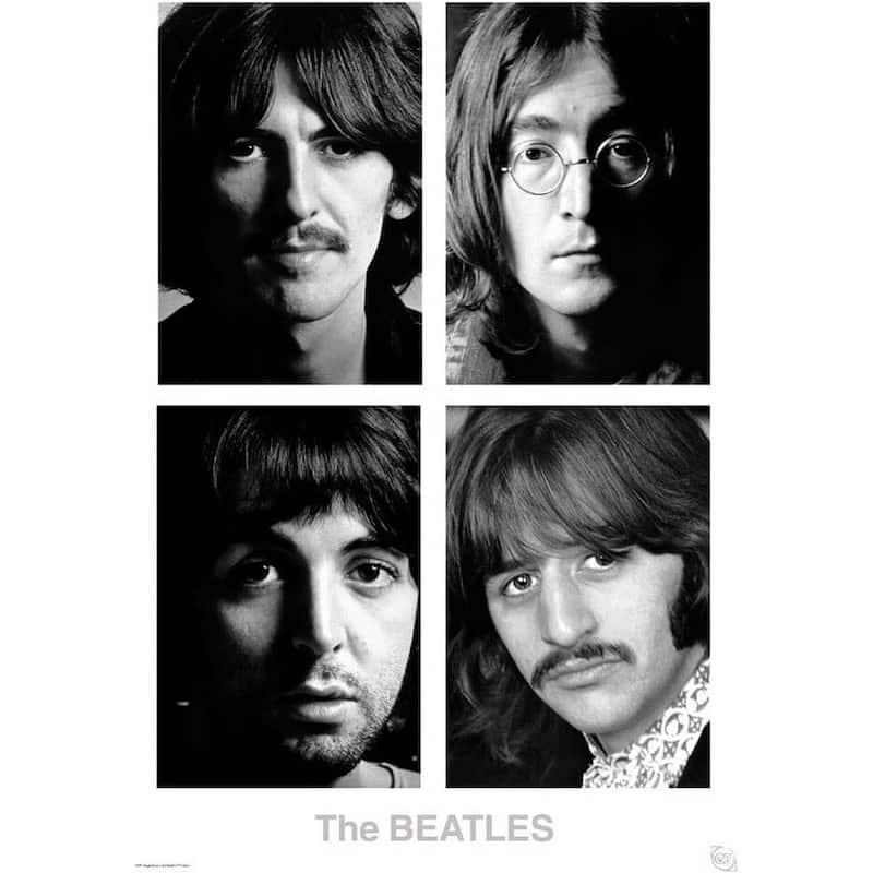 Beatles White Album Cover Black & White Art Poster - 24 x 36 Inch