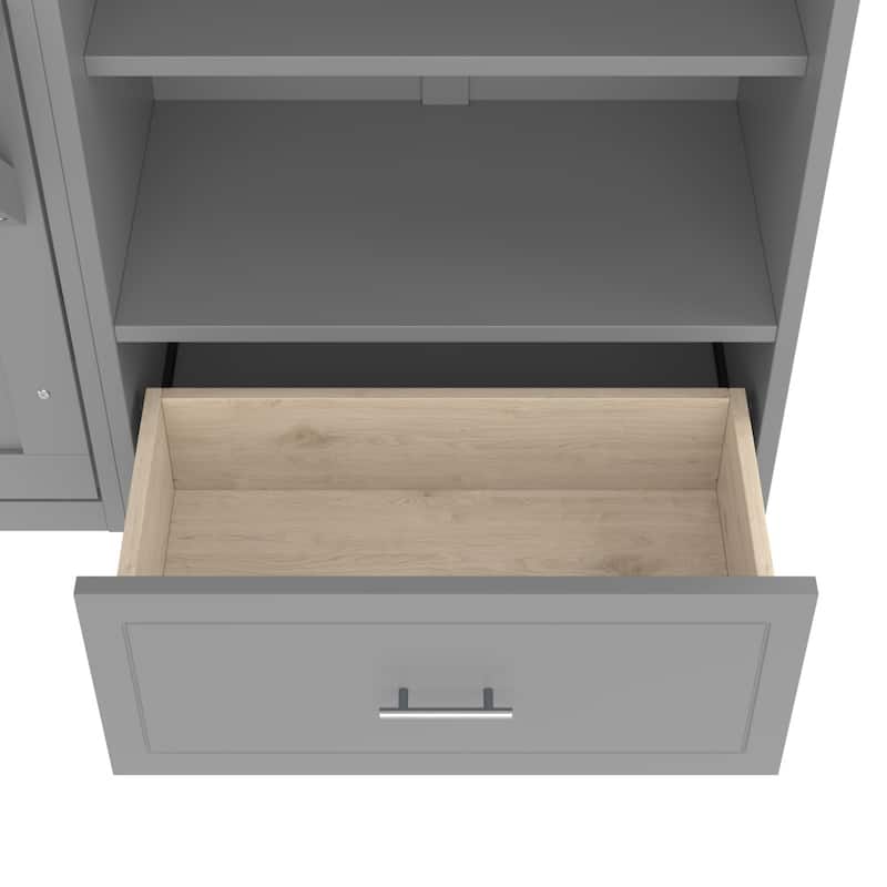 Queen Size Foldable Murphy Bed with Drawer and Adjustable Storage Compartments
