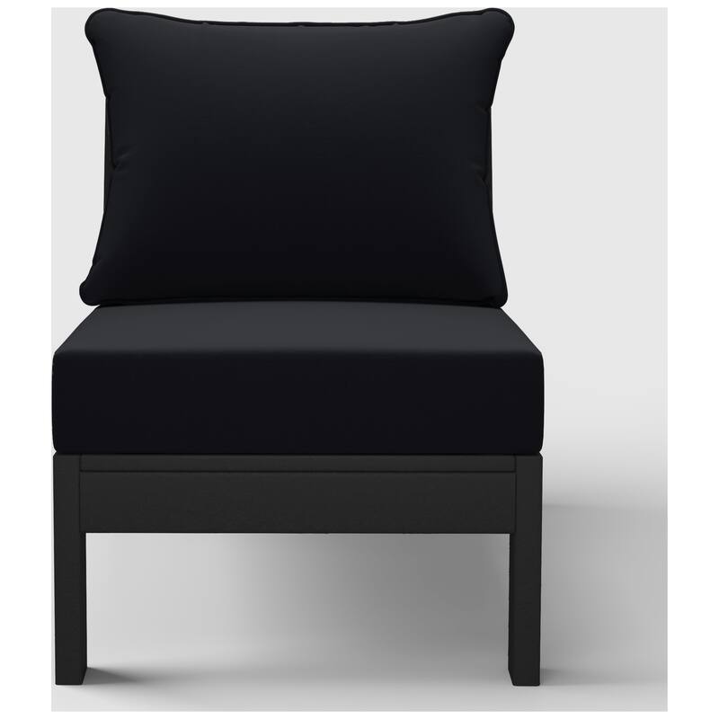 Birchwood All Weather HDPE Outdoor Patio Deep Seating Black Armless Chair With Cushions (1-Piece)