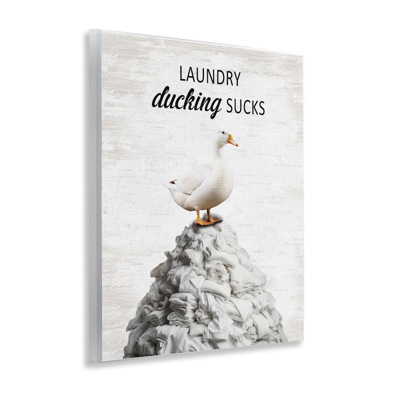 Stupell Duck & Laundry Pile Wall Plaque Art Design By Lettered and Lined