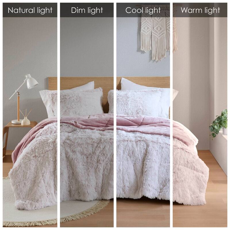 Intelligent Design Leena Shaggy Long Fur Comforter Mini Set