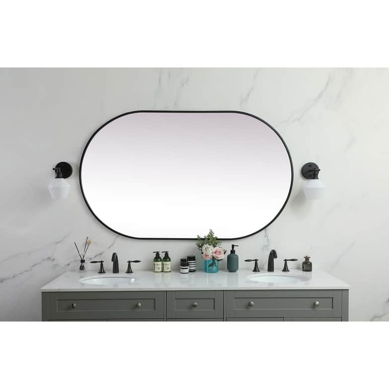 Indigo Home Metal Frame Oval Mirror 36x60 Inch