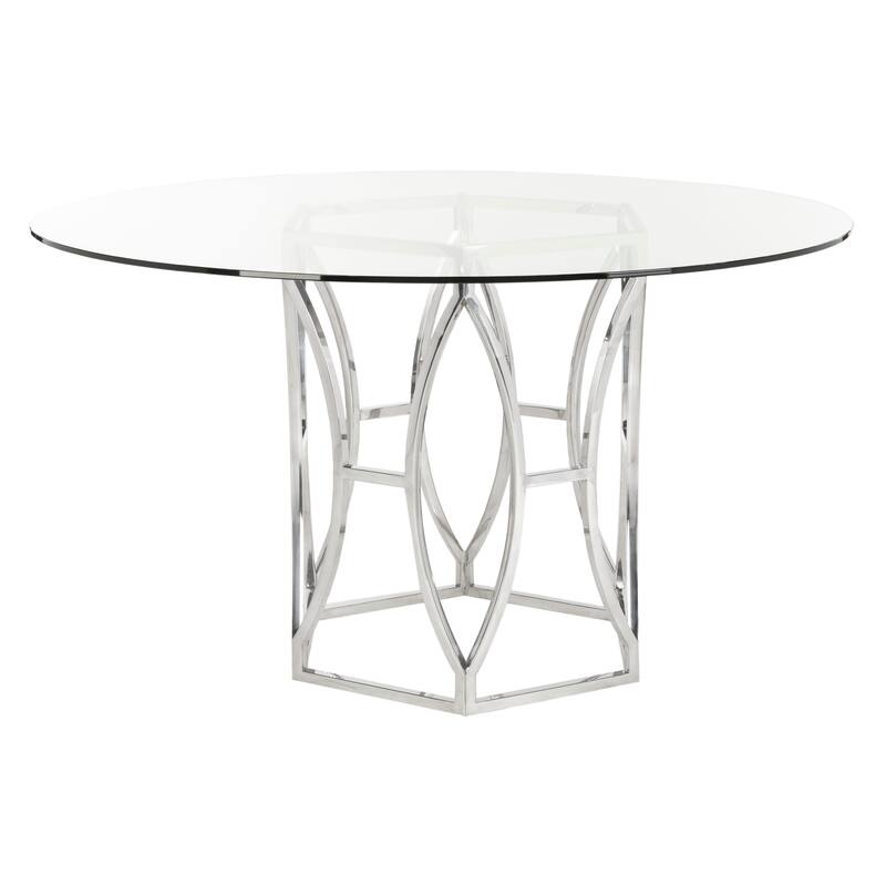 SAFAVIEH Couture Shaw Glass Top Round Dining Table