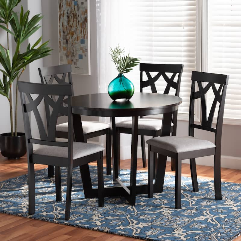 Telma Modern and Contemporary 5-Piece Wood Dining Set-Grey/Dark Brown