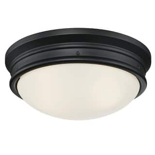 Westinghouse Lighting Meadowbrook 13-Inch, Two-Light Outdoor Flush Mount Ceiling Fixture, Frosted Glass - 13-Inch