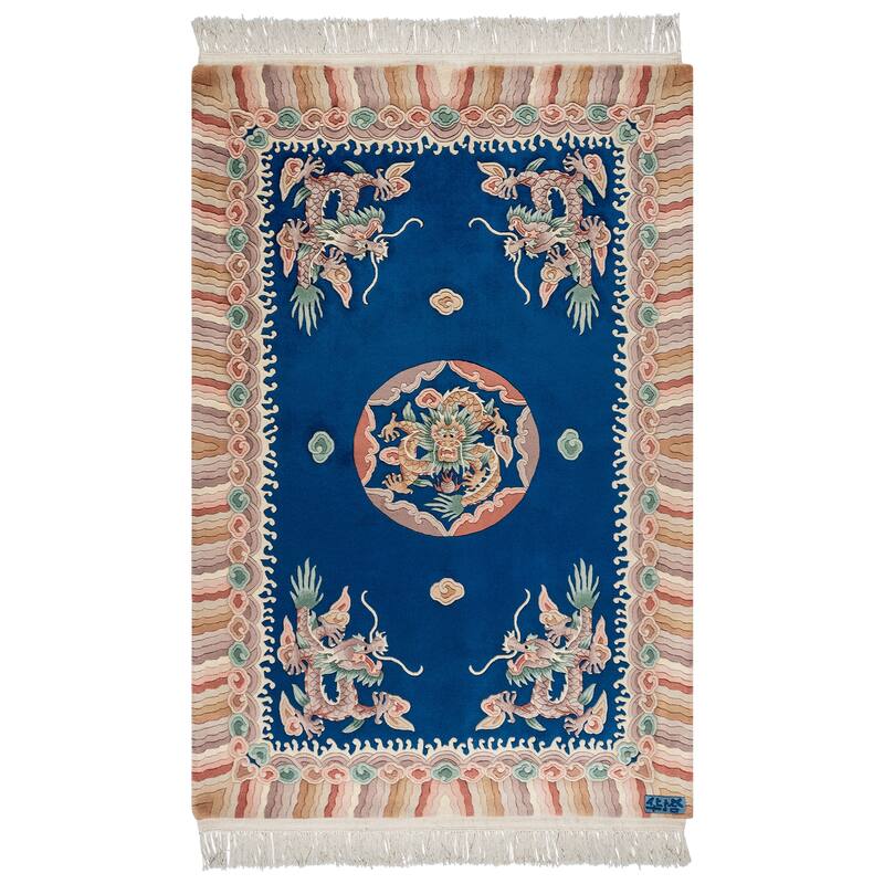 Gertmenian Oriental Estate Traditional Oriental Floral Border Metallion Hand Knot Wool Area Rug Collection